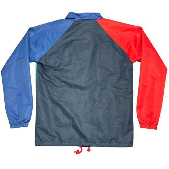 Teddy Fresh Color Block Jacket Size S Blue Green Red Snap Spellout Street Bear - Picture 2 of 8